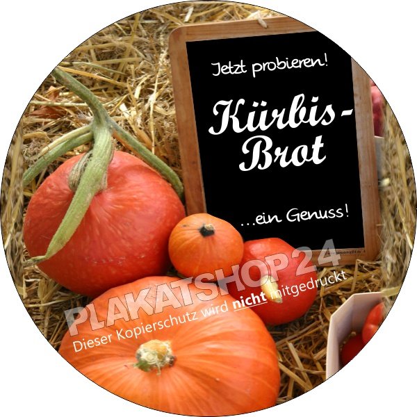 Klebefolie_Kuerbisbrot Kürbisbrot-Aufkleber für Bäckereiwerbung