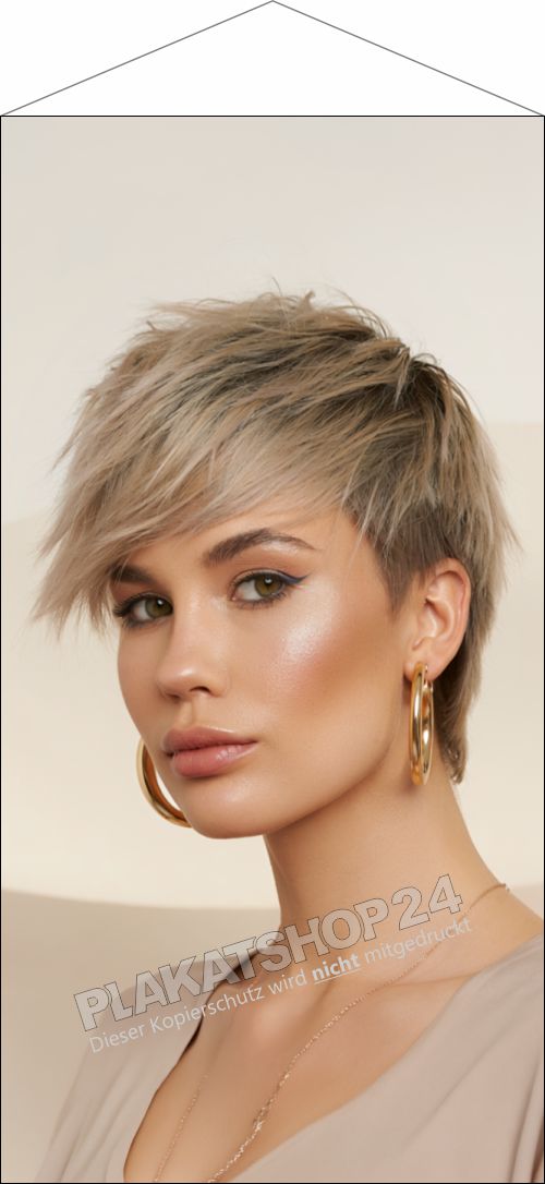 Salon Werbebanner Damen-Kurzhaar Trend | Stoffplakat wetterfest & UV-stabil