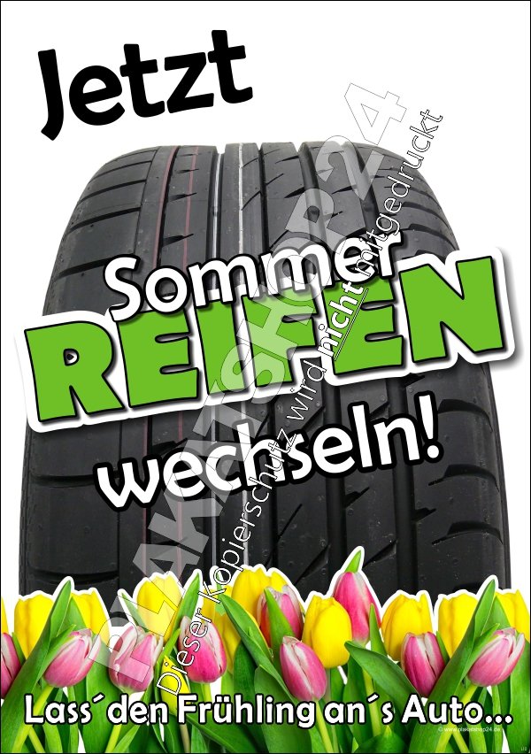 Werbeplakat für Reifenwechsel zum Frühling