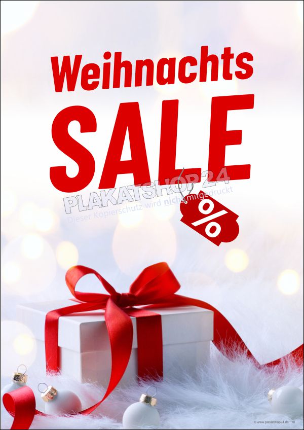 Werbeplakat Weihnachtssale mit Geschenkmotiv