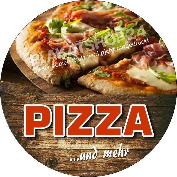 Aufkleber mit Werbung für Pizza