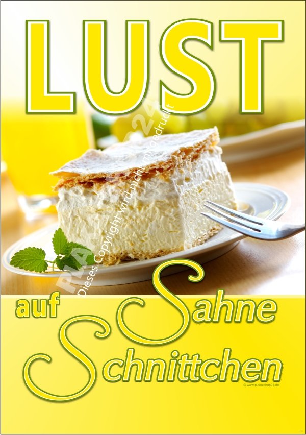 9998948b60c587e25d88b3bef25e825f Werbeschild Sahneschnittchen als Reklame für Sahnegebäcke