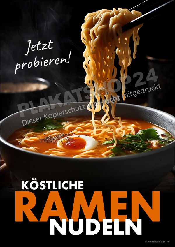 Plakat mit Werbung für Ramennudeln Plakat mit Werbung für Ramennudeln
