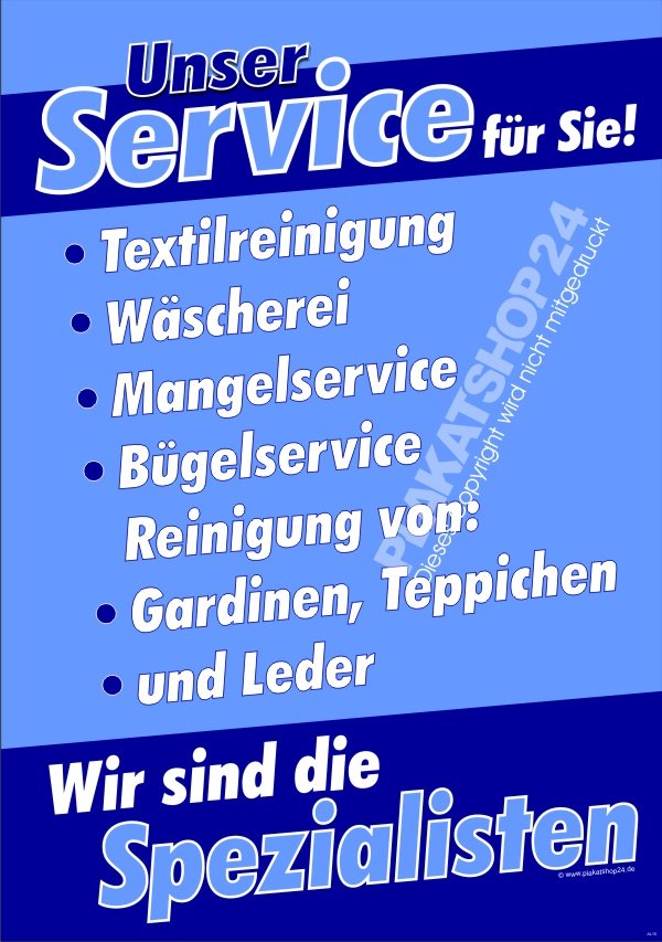 Beliebtes Poster für Reinigung und Textilpflege 