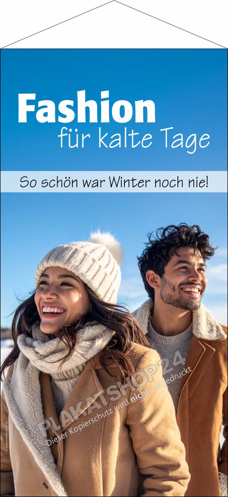 Stoffbanner Winterfashion Werbung Paarmotiv