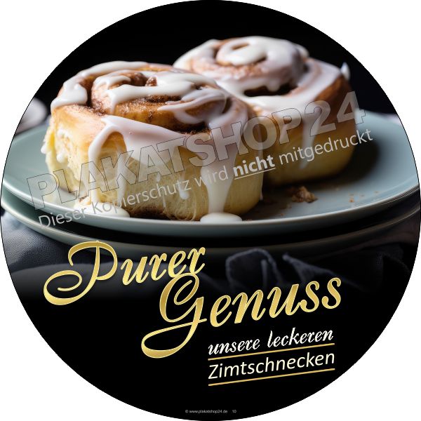 Aufkleber für Zimtschnecken Werbung