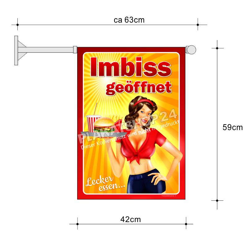 Stockfahne Imbiss geöffnet