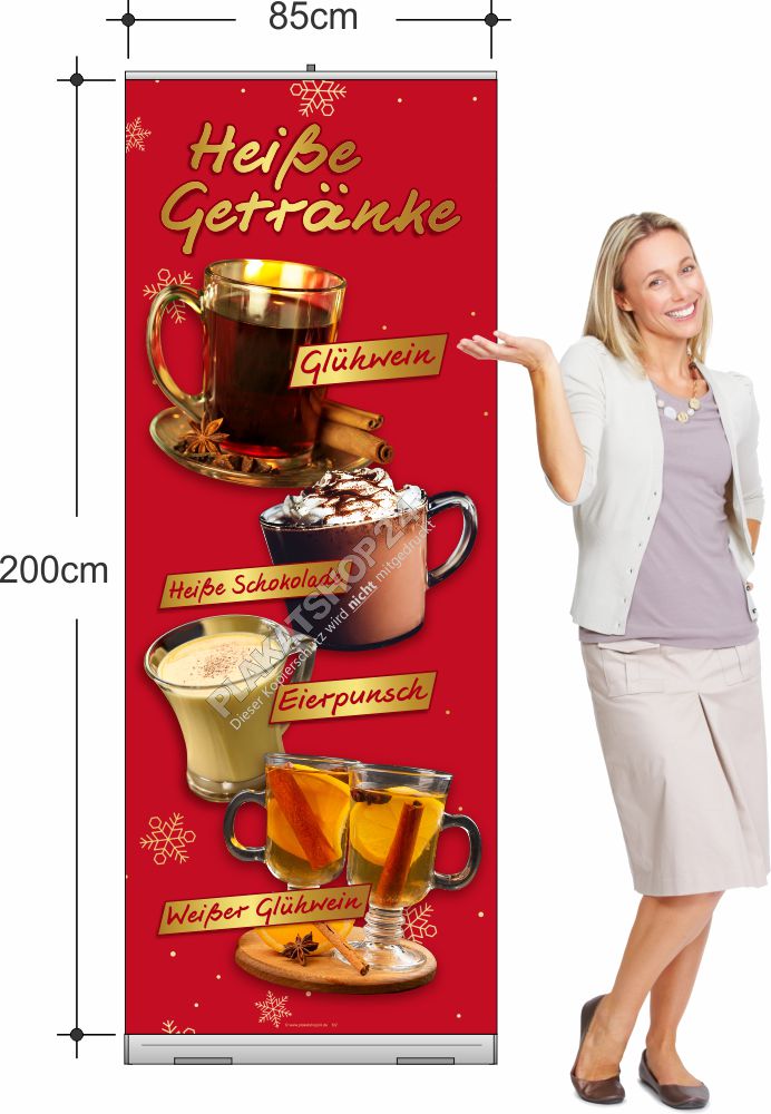 Rollupbanner heiße Getränke für Glühweinstand