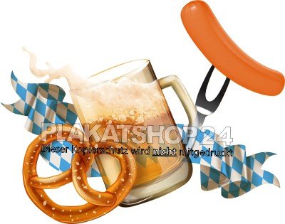 Klebefolie für Oktoberfest-Werbung Brezel/Bier/Wurst