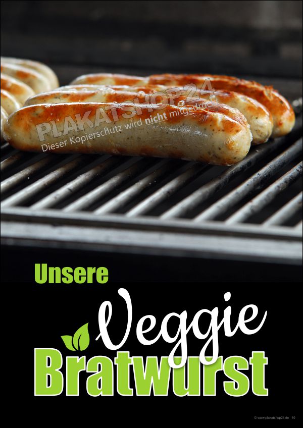Werbeschild (Plakat) für vegetarische Bratwurst