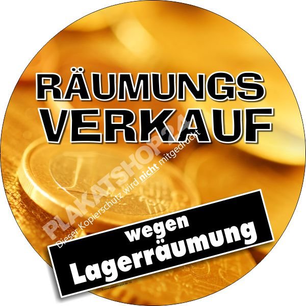 Für Aktion Lagerräumung: Aufkleber für Räumungsverkauf wegen Lagerräumung