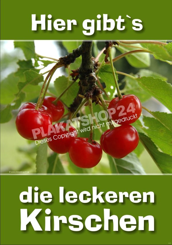 a7d8288f0e5d1af60f98490b79612538 Poster frische Kirschen für den Verkauf von Kirschen