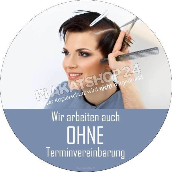 Friseuraufkleber arbeiten ohne Terminvereinbarung