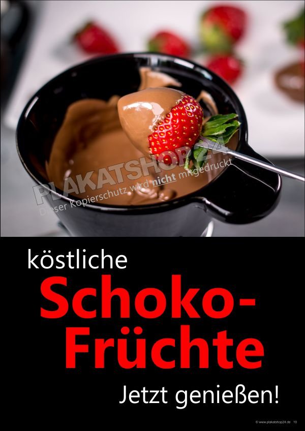 Werbeplakat köstliche Schokofrüchte