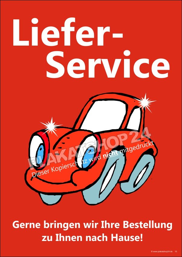 Plakat-Lieferservice Hinweisschild (Plakat) Lieferservice