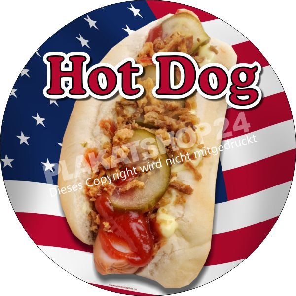 Hot Dog-Sticker als Klebefolie mit Hot Dog Werbung