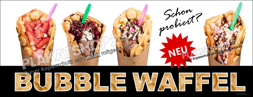 Werbebanner gefüllte Eis-Bubble Waffeln