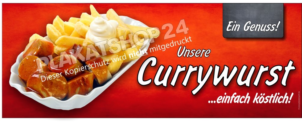 XA7222cdr Imbiss-Werbebanner für Currywurst mit Pommes