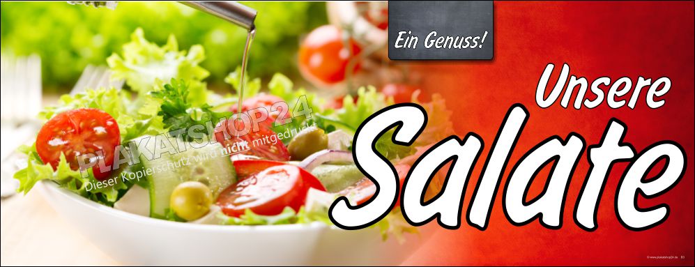 Wetterfeste Werbeplane für die Gatronomie bedruckt mit Foto frischer Salat