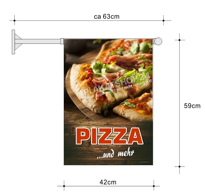 gastrofahne-pizza Stockfahne mit Pizzawerbung für Pizzeria