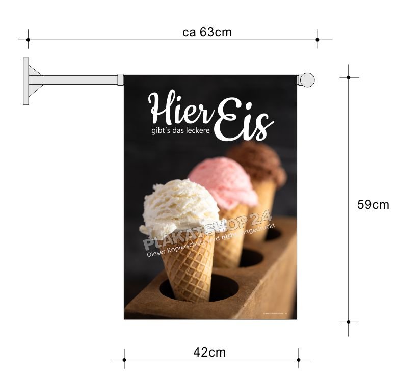 Stockfahne Speiseeis / Eiscreme