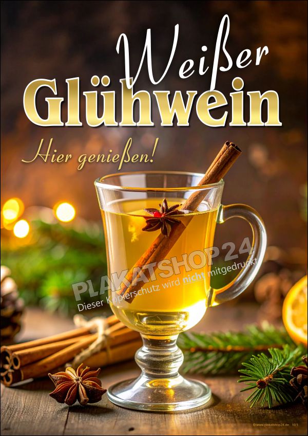 Plakat Werbung für weißer Glühwein Plakat Werbung für weißer Glühwein