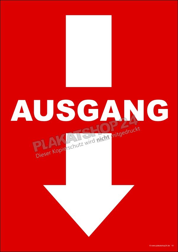 plakat-ausgang Hinweisschild (Plakat) AUSGANG mit Richtungspfeil