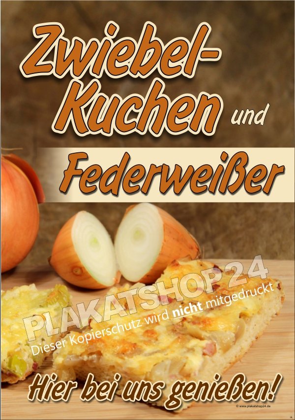 XA6991 Plakat frischer Federweißer und Zweibelkuchen