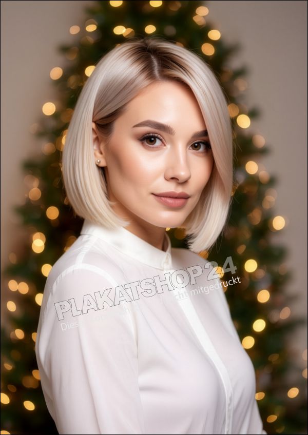 Weihnachtsplakat Friseursalon Damenmotiv – Wetterfeste Werbung für Weihnachts-Aktionen & Haarestylen