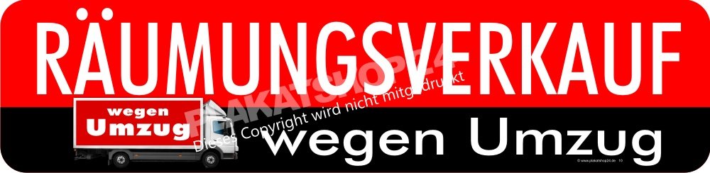 Klebefolie für Räumungsverkauf wegen Umzug