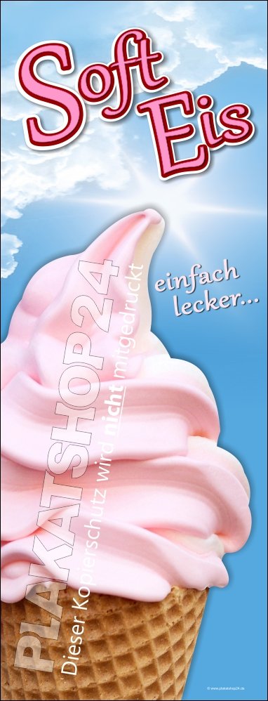 Softeis-Werbebanner mit Foto Softeis im Hörnchen