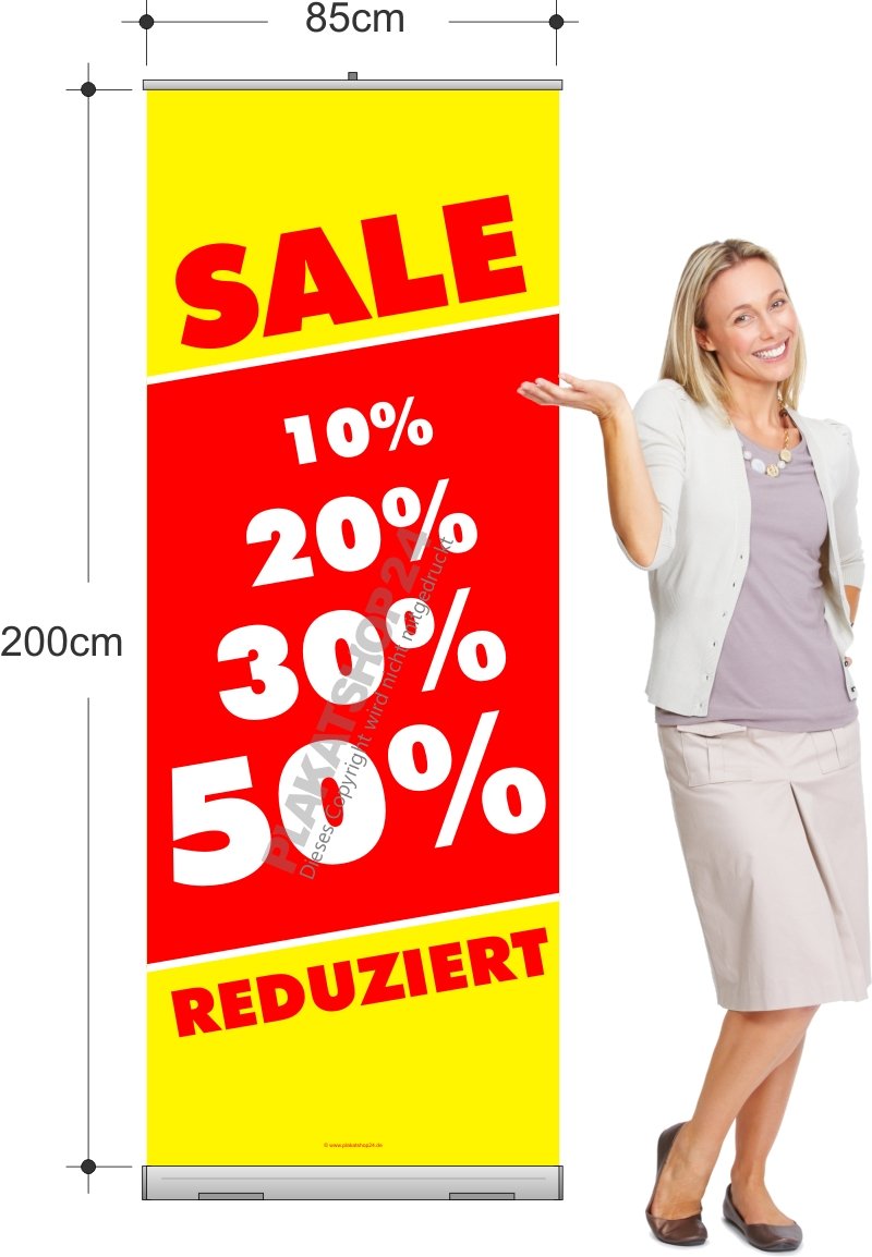 Rollup-Banner für Sale- und Reduziert-Verkauf im Einzelhandel