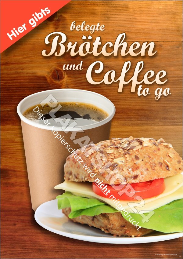 Werbeplakat für belegte Brötchen und Coffee to go