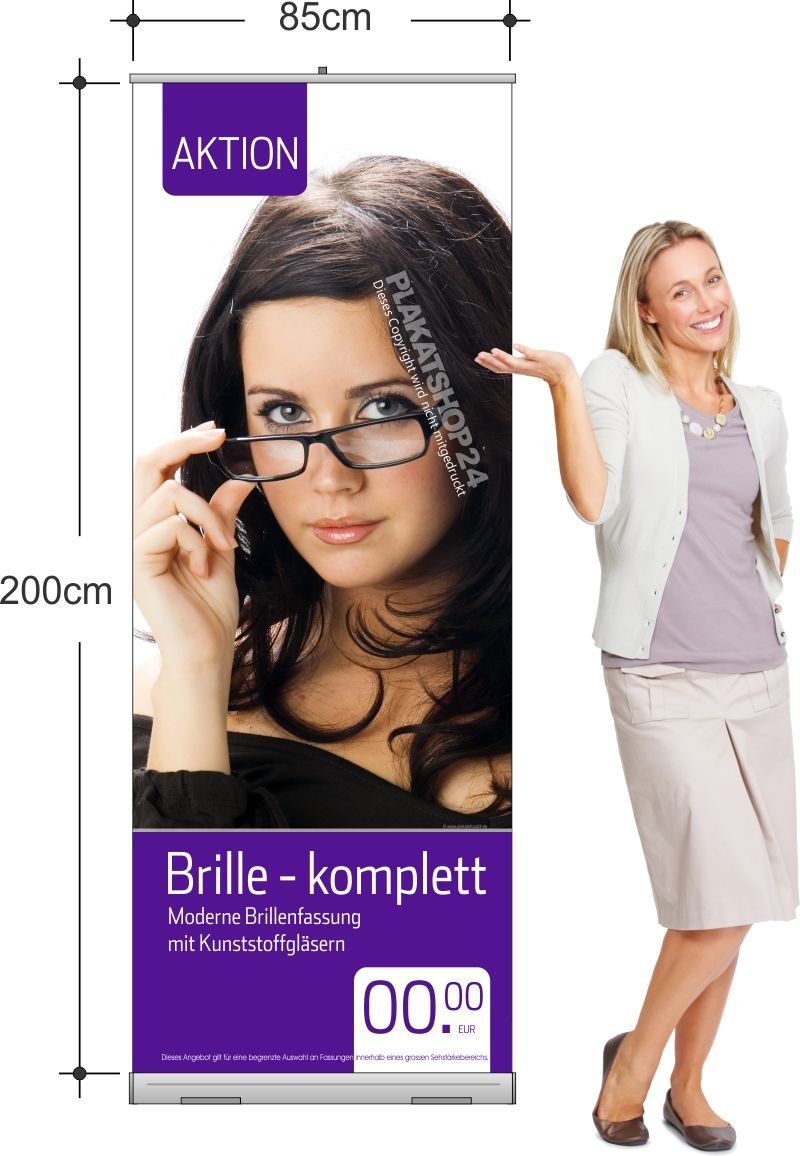 Rollup-Banner für Augenoptiker für Komplettbrillen-Aktion