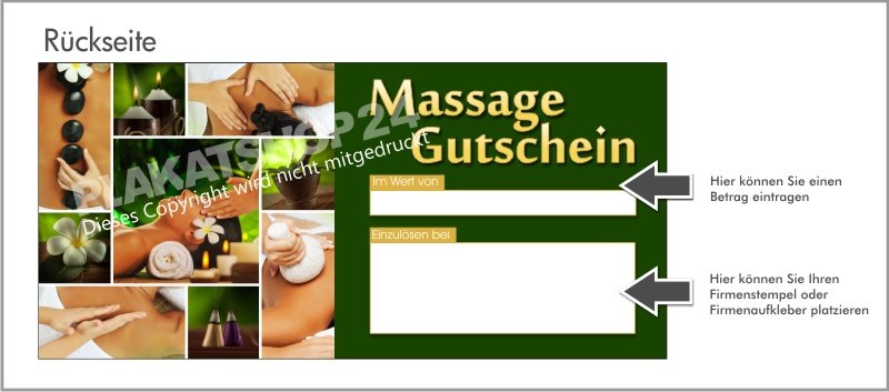 Massage-Geschenkgutschein für Massagepraxis
