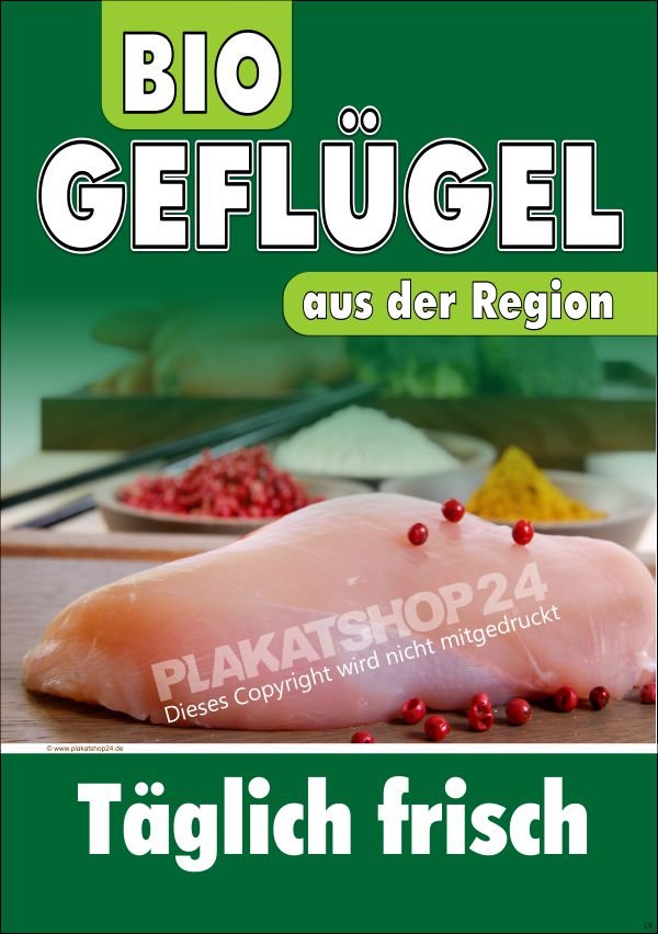 Werbeschild für Bio-Geflügel aus der Region