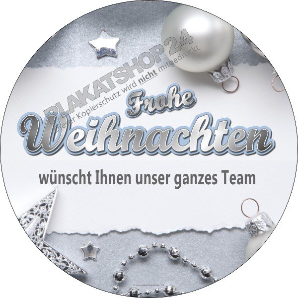 Günstiger silberfarbiger Aufkleber Frohe Weihnachten