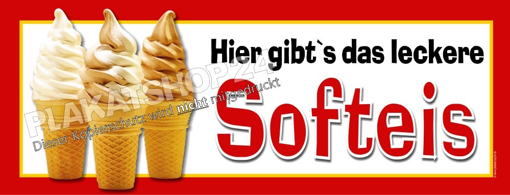 Softeis-Banner mit Foto Softeis in der Waffel