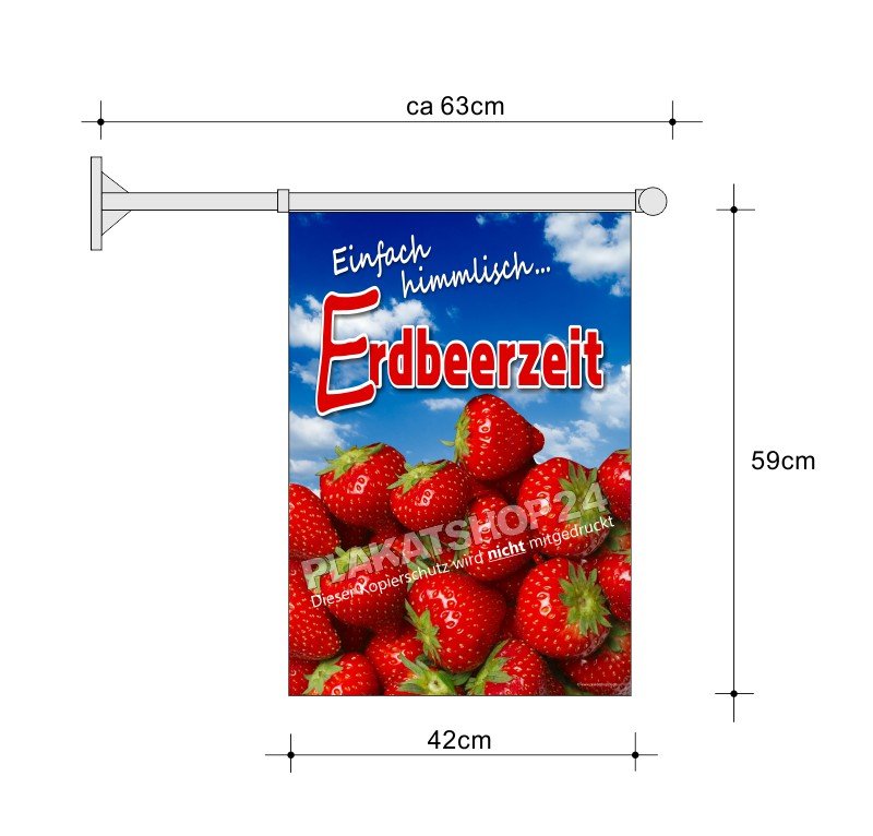 Stockfahne_Erdbeeren5a82c4e6b9b74 Bäckerei-Fahne A2 für die Erdbeersaison