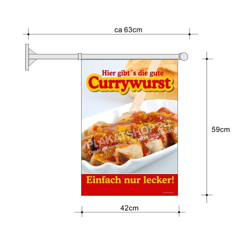 Currywurst-Fahne A2 für Currywurst-Werbung