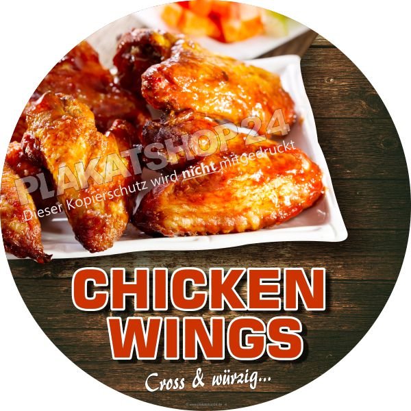 aufkleber-chicken-wings Runder Aufkleber Chicken Wings – Wetterfeste Klebefolie für Schaufenster & Glas