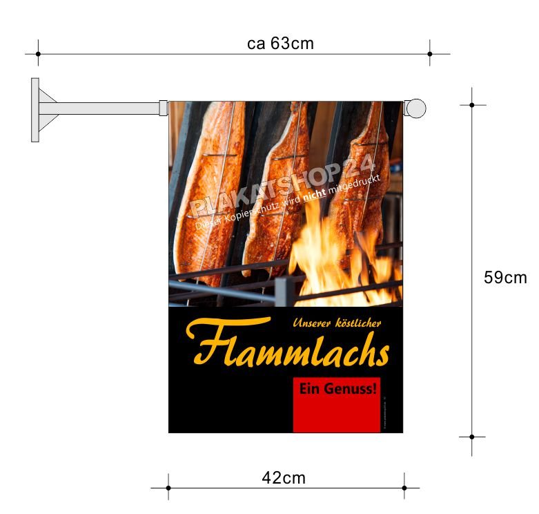 Wetterfeste Werbefahne Flammlachs