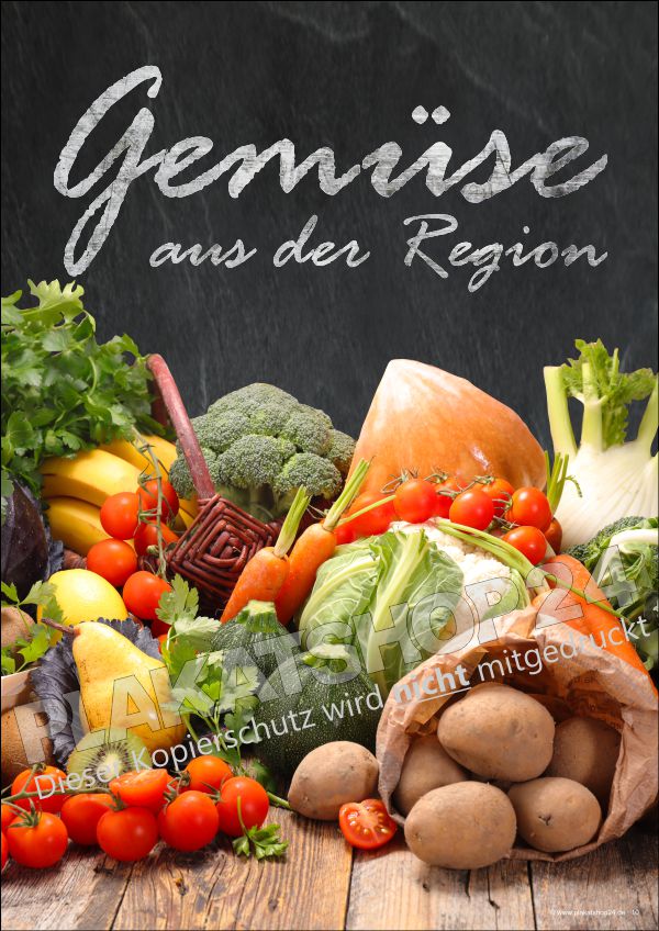 Plakatwerbung für frisches Gemüse aus der Region