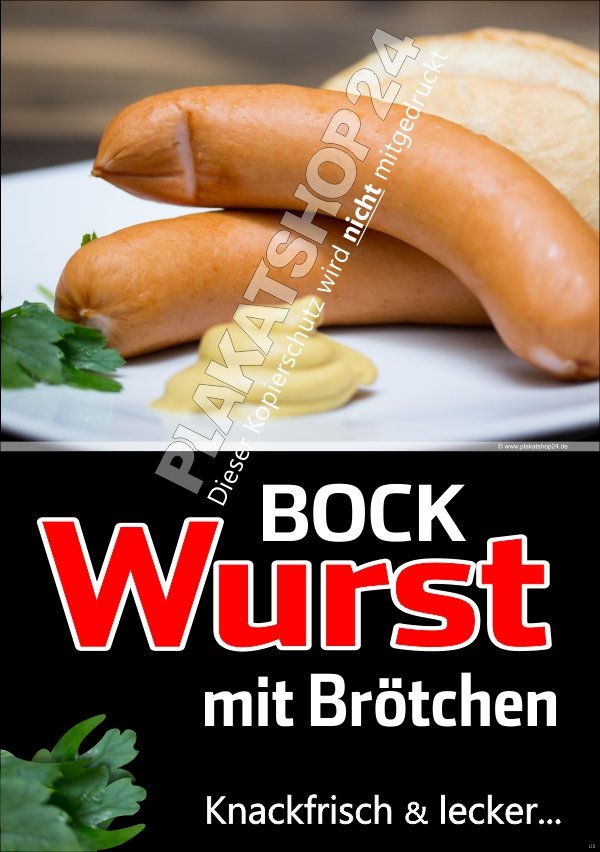 Plakat Bockwurst mit Brötchen
