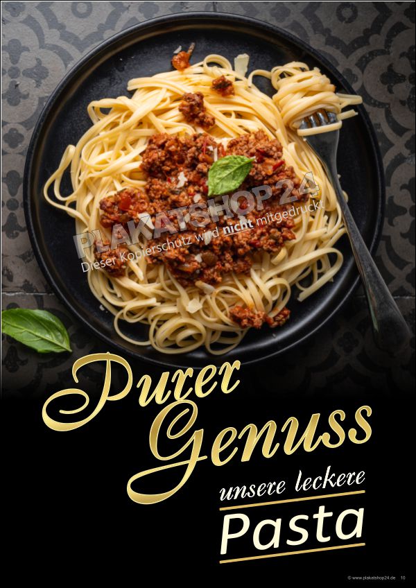 Werbeplakat für Nudel- und Pasta-Gerichte