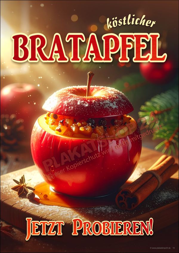 Werbeplakat für Bratapfelverkauf Werbeplakat für Bratapfelverkauf