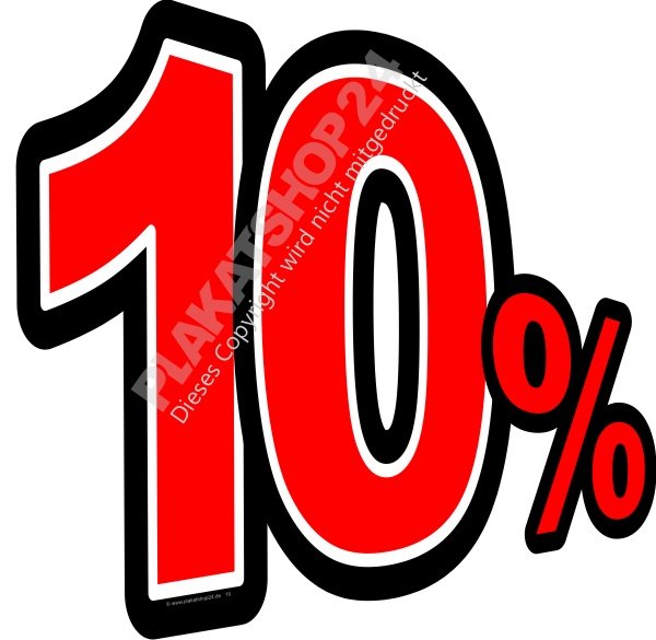 10 Prozent Aufkleber Klebefolie Sticker Schaufensterfolie