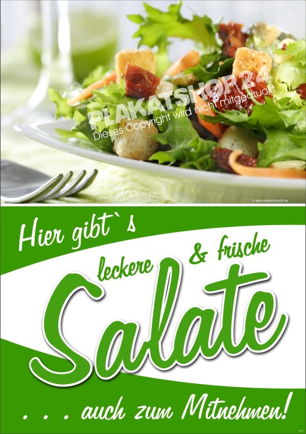 Werbeplakat Frische Salate auch zum Mitnehmen