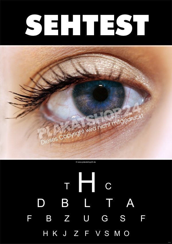 Sehtestposter als Werbung für Sehtest beim Augenoptiker
