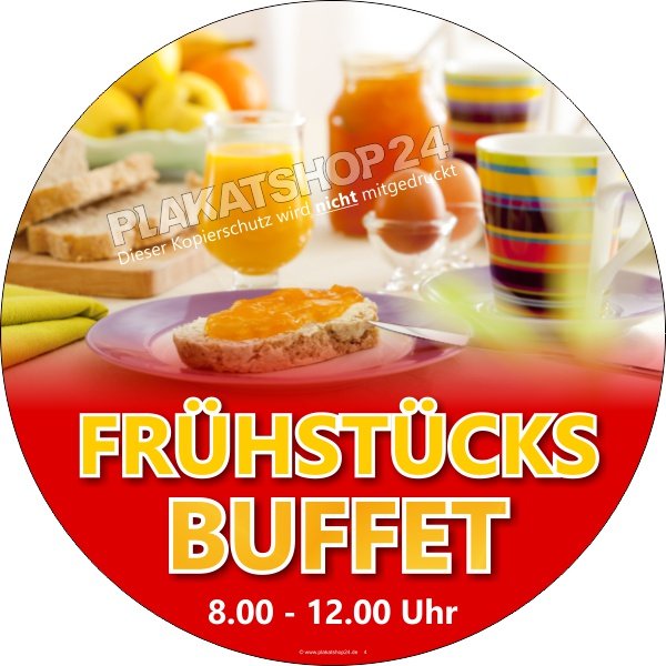 Fruehstuecksbuffet_Aufkleber Werbefolie für Frühstücks-Buffet Schaufensterwerbung